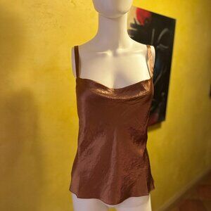 Vince Copper Silk Cami Tank Top NWT – Metallic Bronze Sleeveless Blouse - XS